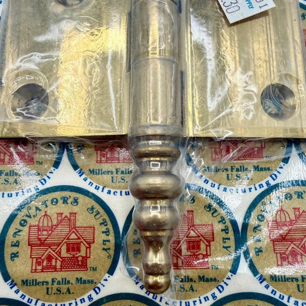 Vintage Solid Brass Steeple Tip Door Hinges Set 3 Renovators Supply:  3 7/16